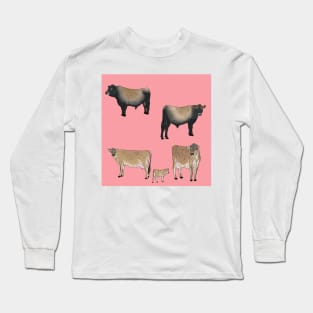 Jersey Cows Pattern Pink Long Sleeve T-Shirt